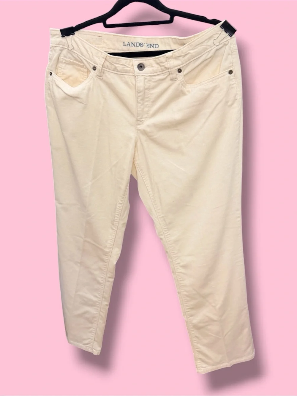 Lands' End White Petite Straight-Leg Corduroy Pants